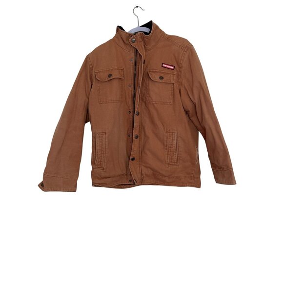 Craftsman Distressed Mens Brown Canvas Jacket With Button Chest Pockets & Zip Cl - Picture 1 of 8